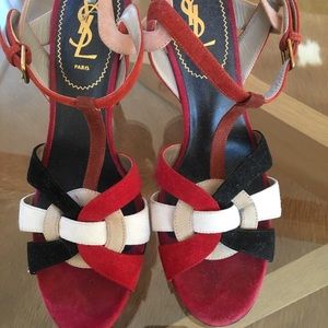 YSL Tribute 105 Sandal in Multicolor Suede